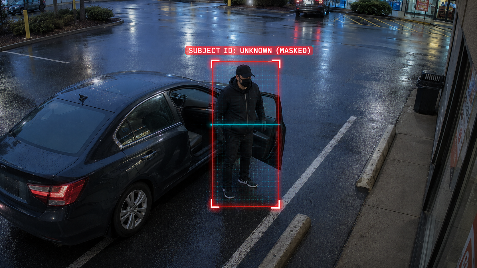 Edge AI detecting a face-concealment event before store entry